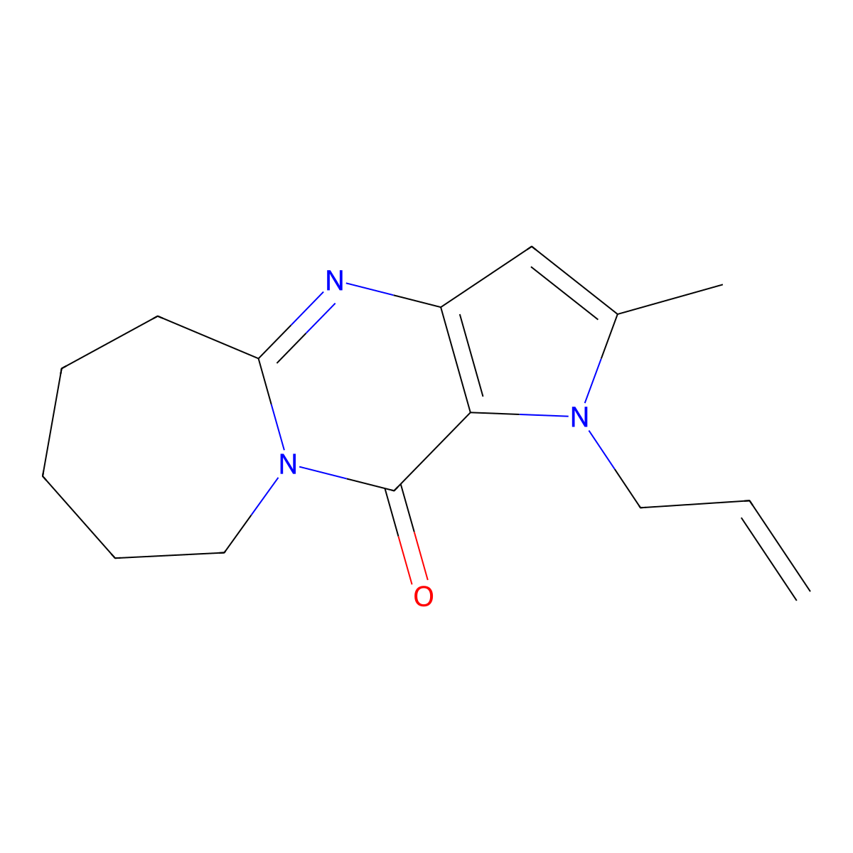 5-Methyl-4-(prop-2-en-1-yl)-1,4,8-triazatricyclo[7.5.0.0(3),]tetradeca-3(7),5,8-trien-2-one molecular structure, CAS 3054564-97-2