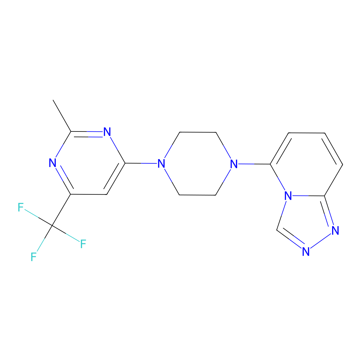 2-Methyl-4-(4-{[1,2,4]triazolo[4,3-a]pyridin-5-yl}piperazin-1-yl)-6-(trifluoromethyl)pyrimidine molecular structure, CAS 3054565-08-8
