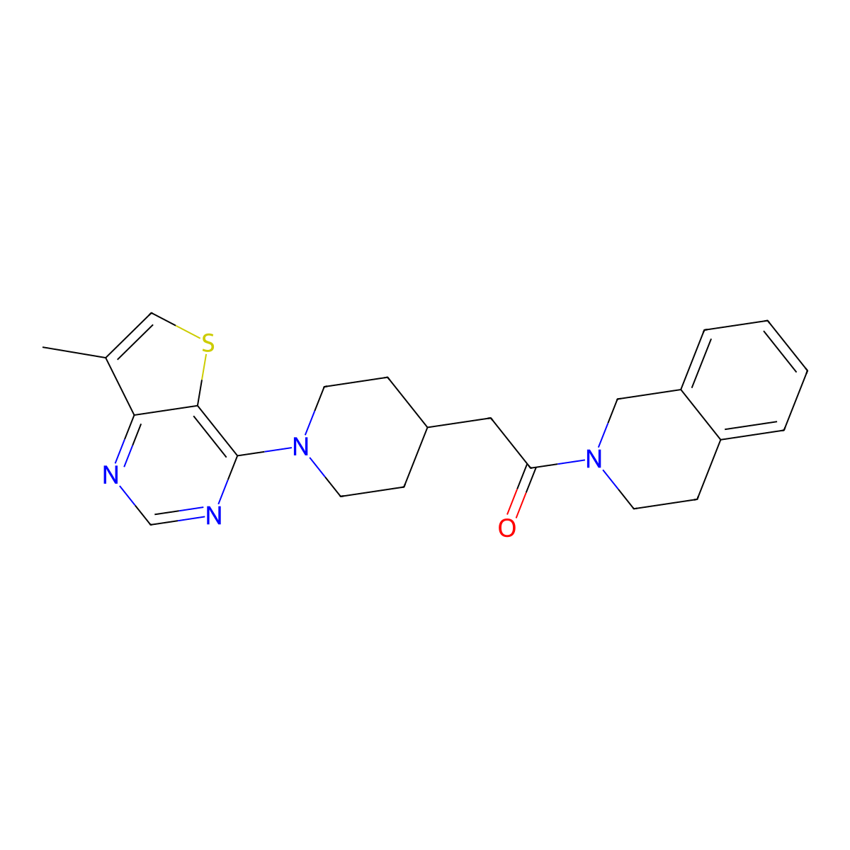 2-(1-{7-Methylthieno[3,2-d]pyrimidin-4-yl}piperidin-4-yl)-1-(1,2,3,4-tetrahydroisoquinolin-2-yl)ethan-1-one molecular structure, CAS 3054565-09-9