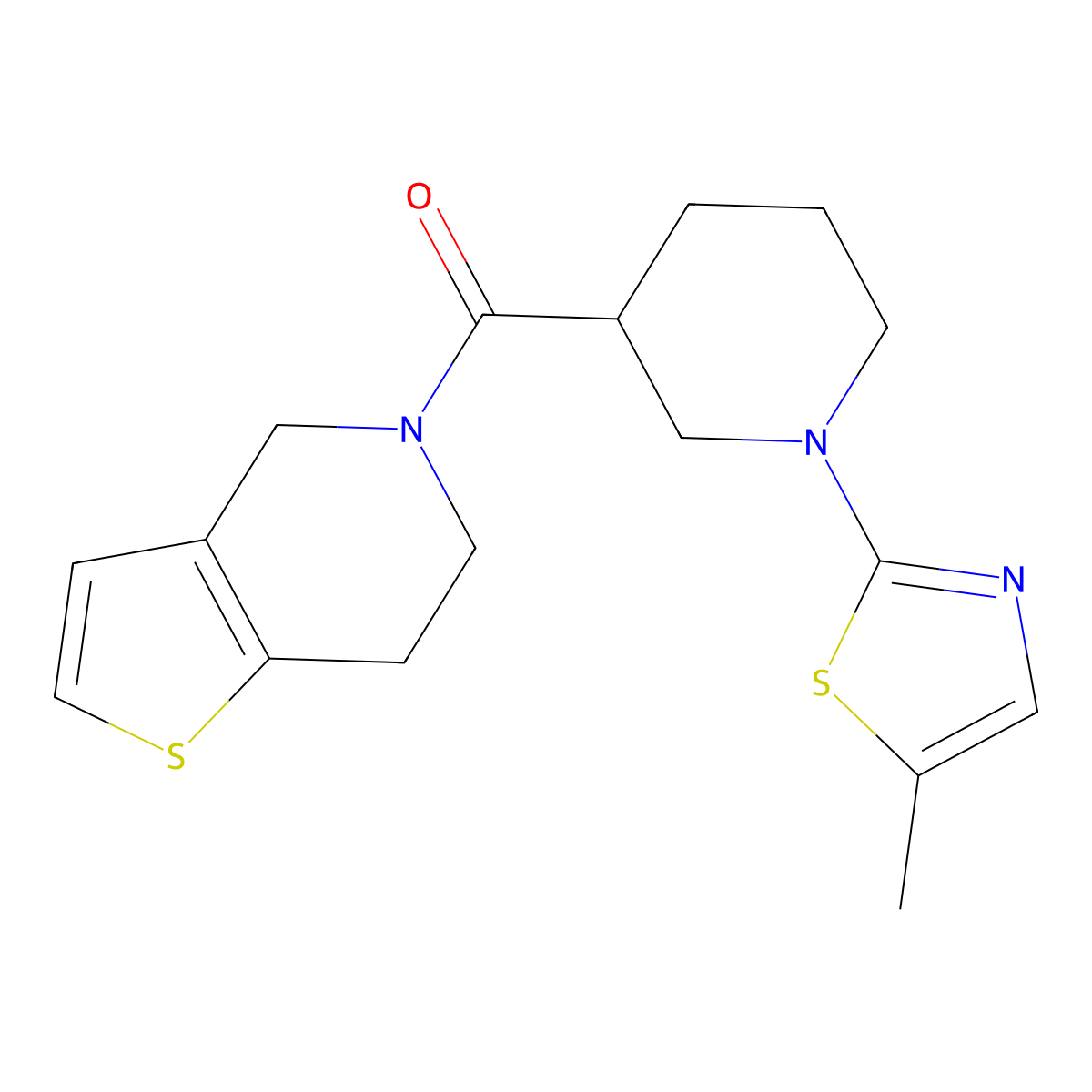 1-(5-methyl-1,3-thiazol-2-yl)-3-{4H,5H,6H,7H-thieno[3,2-c]pyridine-5-carbonyl}piperidine molecular structure, CAS 3054565-10-2
