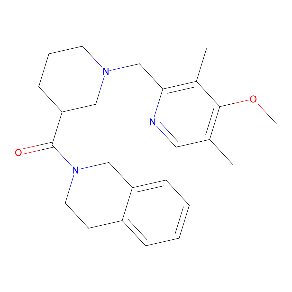2-{1-[(4-Methoxy-3,5-dimethylpyridin-2-yl)methyl]piperidine-3-carbonyl}-1,2,3,4-tetrahydroisoquinoline molecular structure, CAS 3054565-12-4