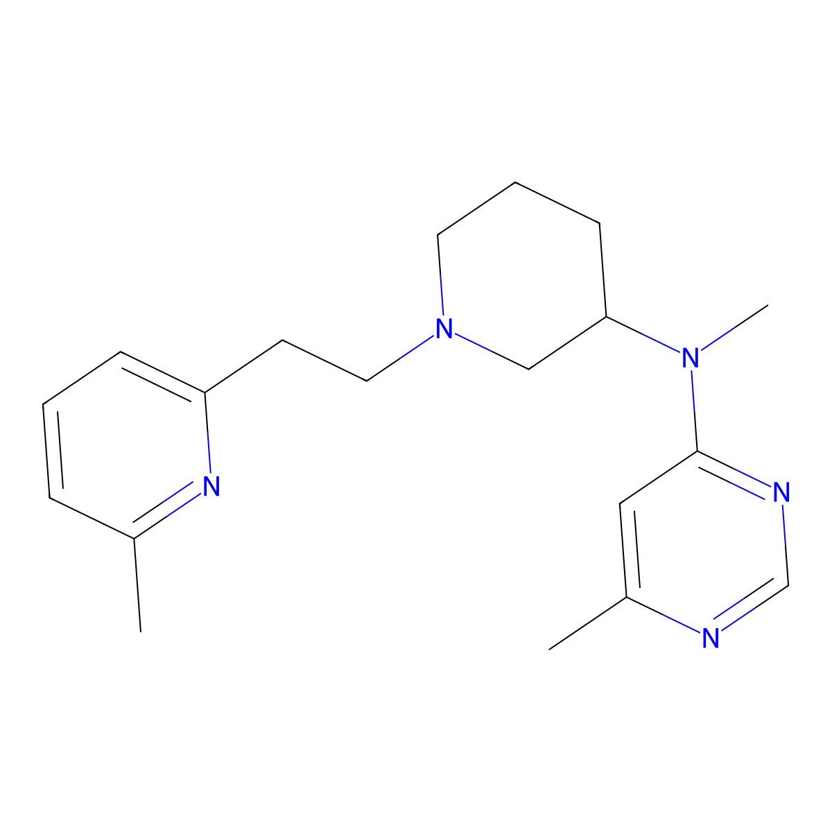 N,6-dimethyl-N-{1-[2-(6-methylpyridin-2-yl)ethyl]piperidin-3-yl}pyrimidin-4-amine molecular structure, CAS 3054565-13-5