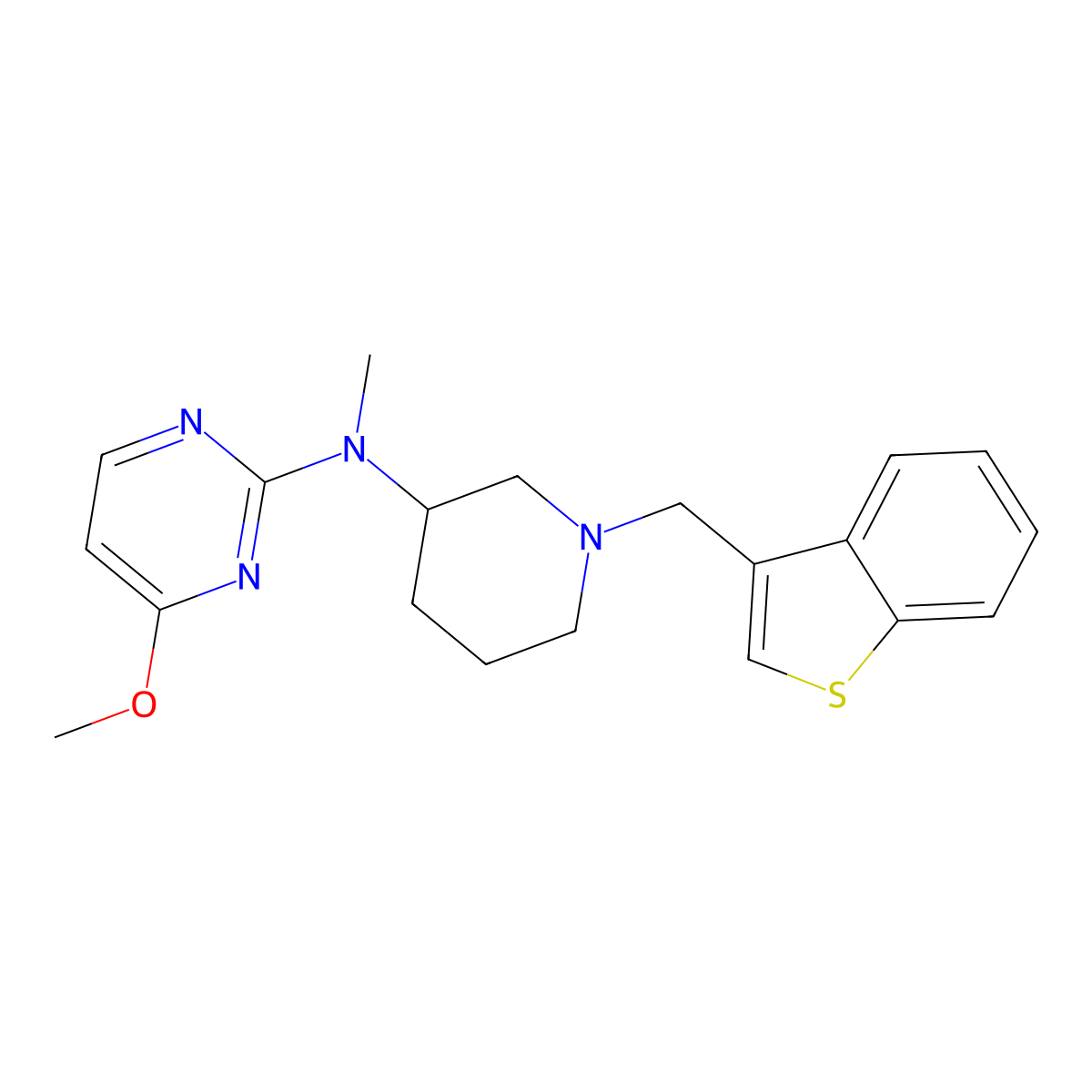 N-[1-(1-benzothiophen-3-ylmethyl)piperidin-3-yl]-4-methoxyN-methylpyrimidin-2-amine molecular structure, CAS 3054565-17-9