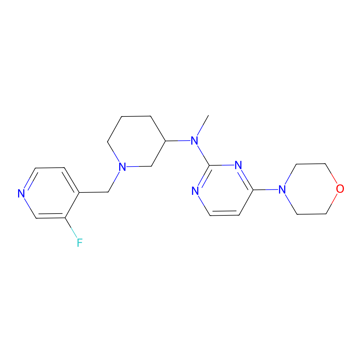 N-{1-[(3-fluoropyridin-4-yl)methyl]piperidin-3-yl}-N-methyl-4-(morpholin-4-yl)pyrimidin-2-amine molecular structure, CAS 3054565-21-5