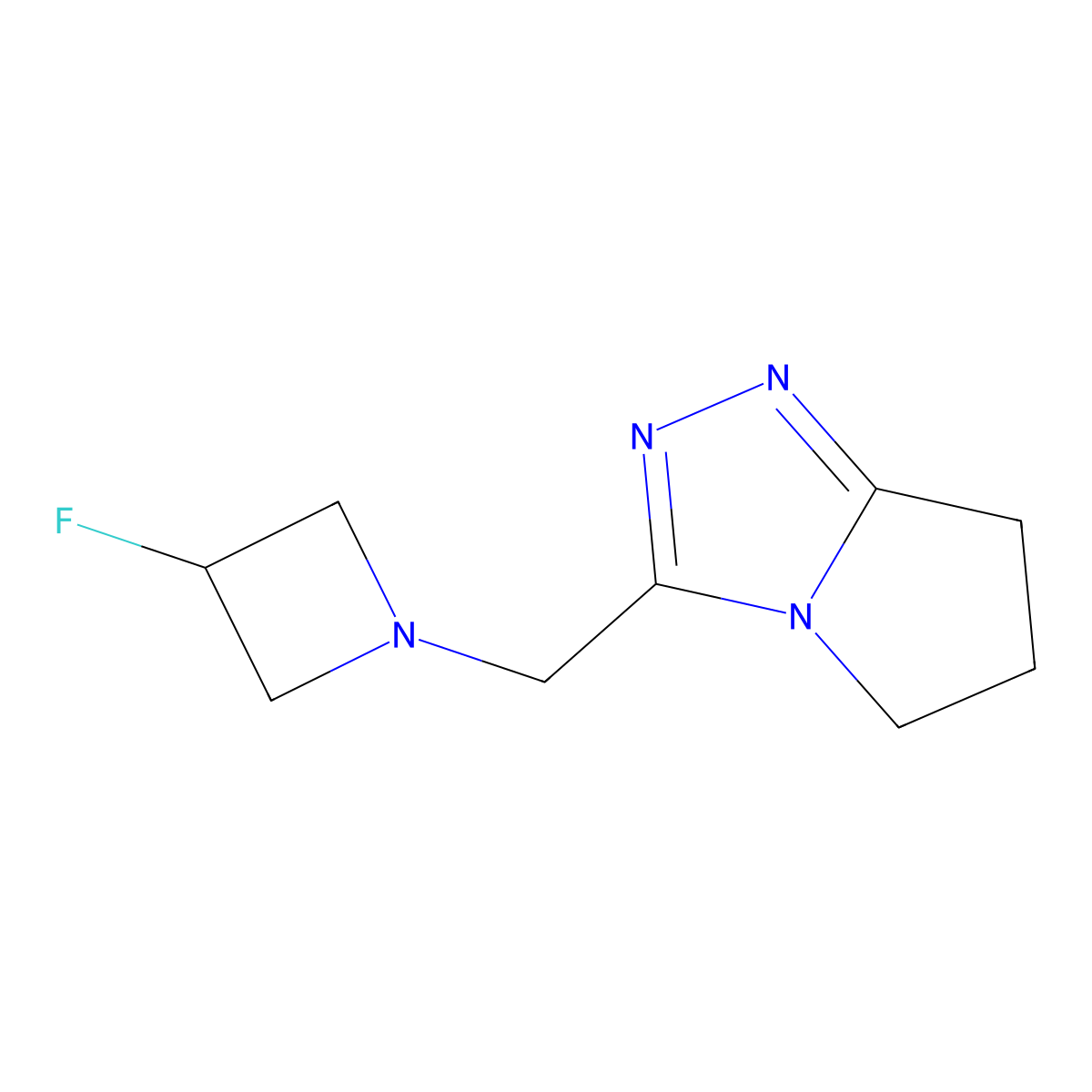 3-fluoro-1-({5H,6H,7H-pyrrolo[2,1-c][1,2,4]triazol-3-yl}methyl)azetidine molecular structure, CAS 3054565-26-0