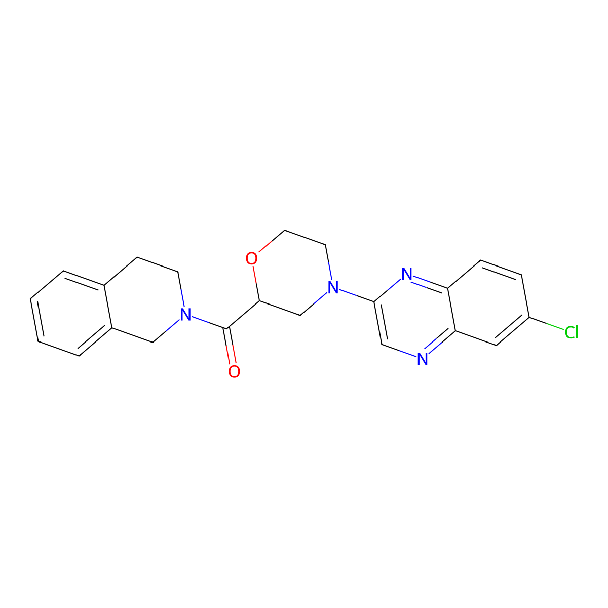 6-Chloro-2-[2-(1,2,3,4-tetrahydroisoquinoline-2-carbonyl)morpholin-4-yl]quinoxaline molecular structure, CAS 3054565-27-1