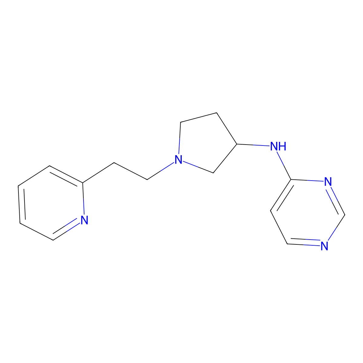 N-[1-(2-pyridin-2-ylethyl)pyrrolidin-3-yl]pyrimidin-4-amine molecular structure, CAS 3054565-28-2