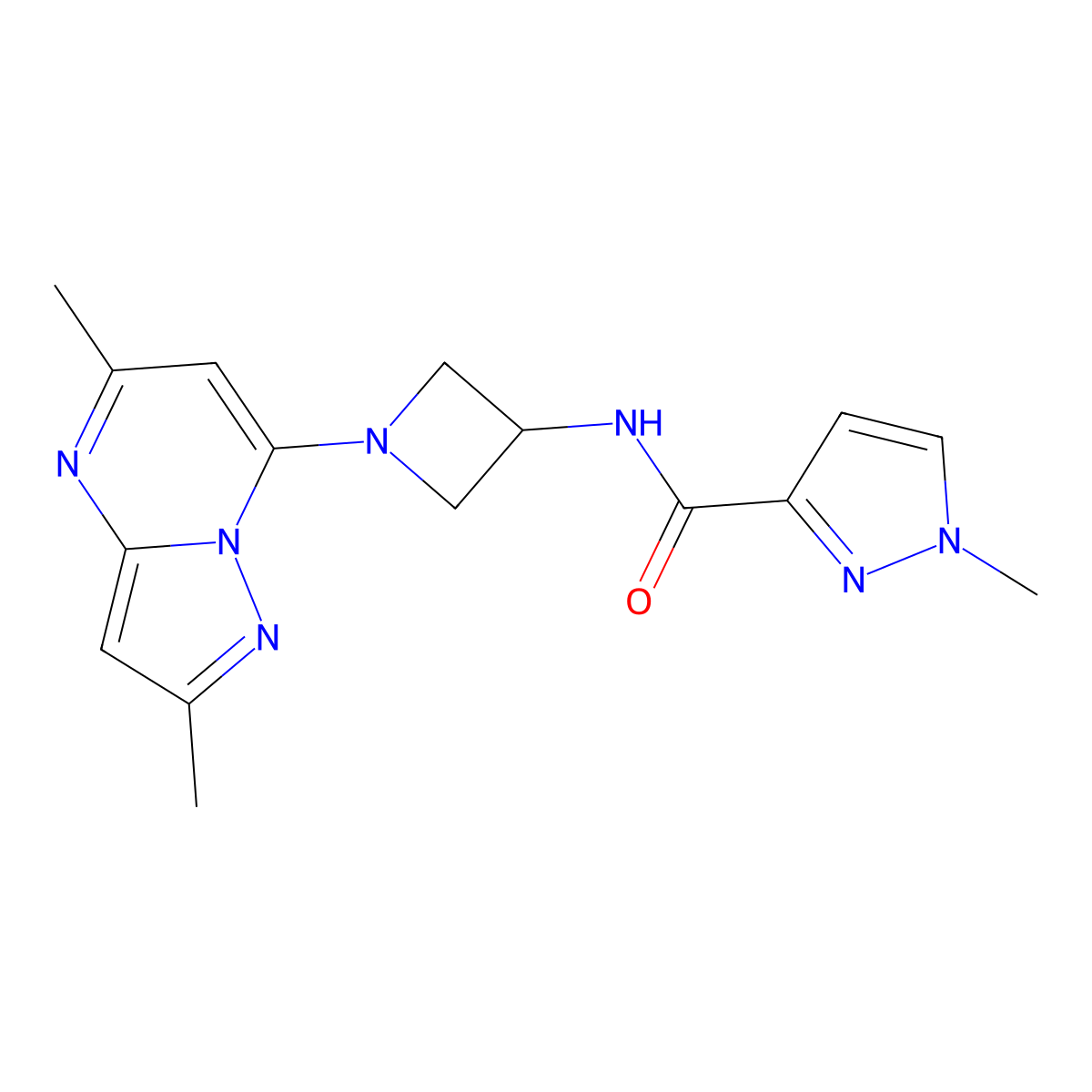 N-(1-{2,5-dimethylpyrazolo[1,5-a]pyrimidin-7-yl}azetidin-3-yl)-1-methyl-1H-pyrazole-3-carboxamide molecular structure, CAS 3054565-32-8