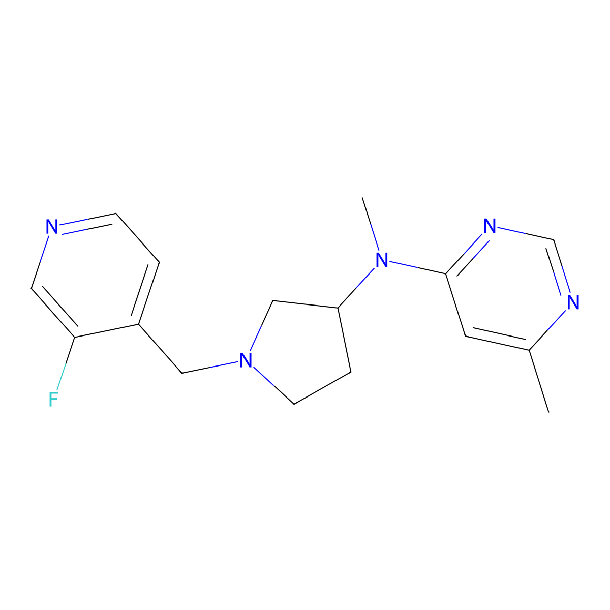 N-{1-[(3-fluoropyridin-4-yl)methyl]pyrrolidin-3-yl}-N,6-dimethylpyrimidin-4-amine molecular structure, CAS 3054565-36-2