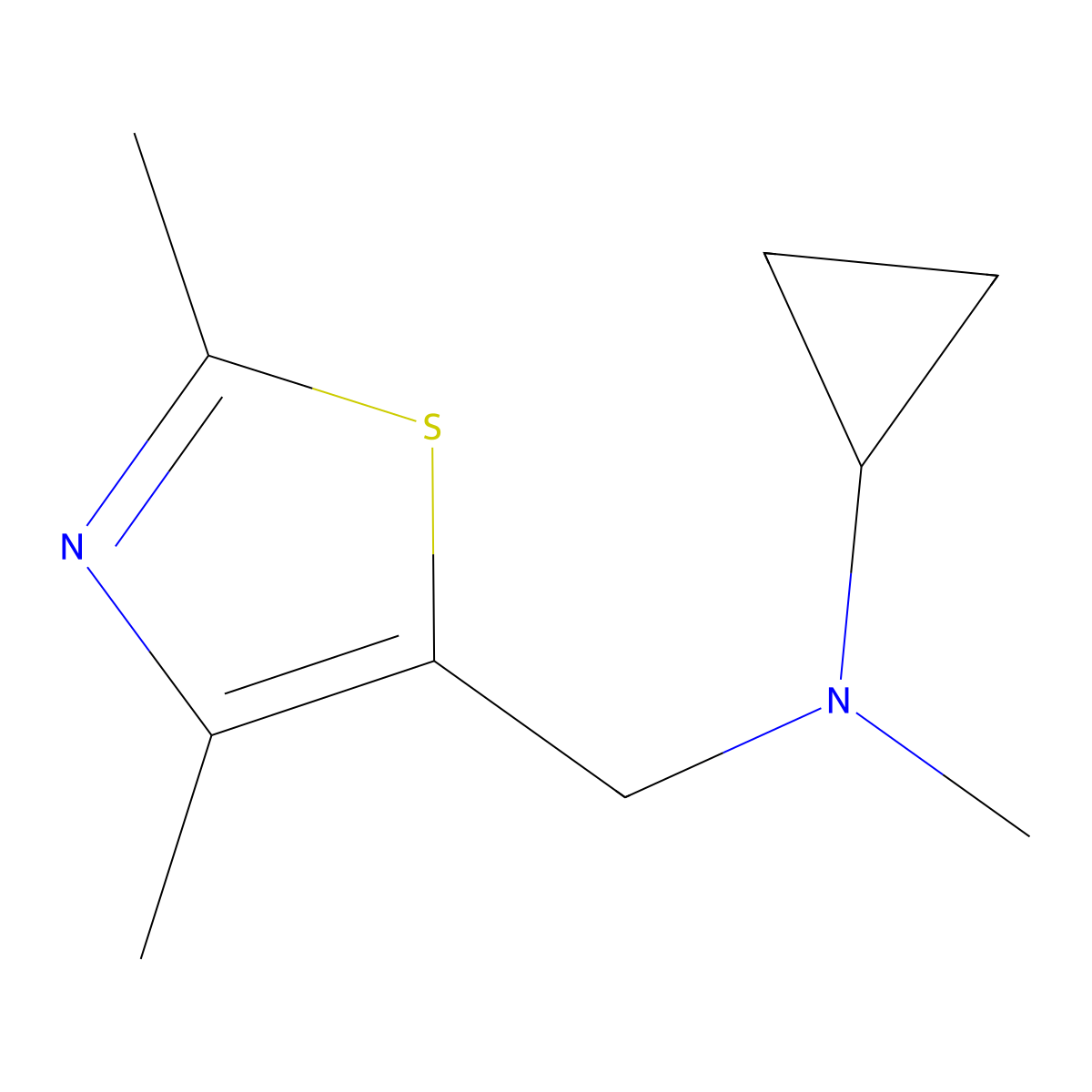 N-[(2,4-dimethyl-1,3-thiazol-5-yl)methyl]-N-methylcyclopropanamine molecular structure, CAS 3054565-37-3