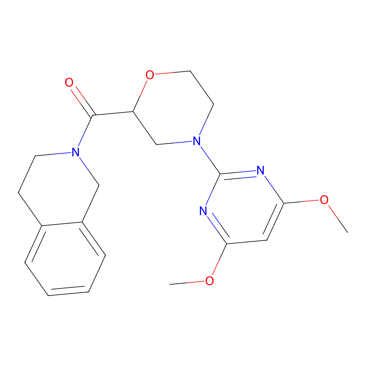 2-[4-(4,6-Dimethoxypyrimidin-2-yl)morpholine-2-carbonyl]-1,2,3,4-tetrahydroisoquinoline molecular structure, CAS 3054565-38-4