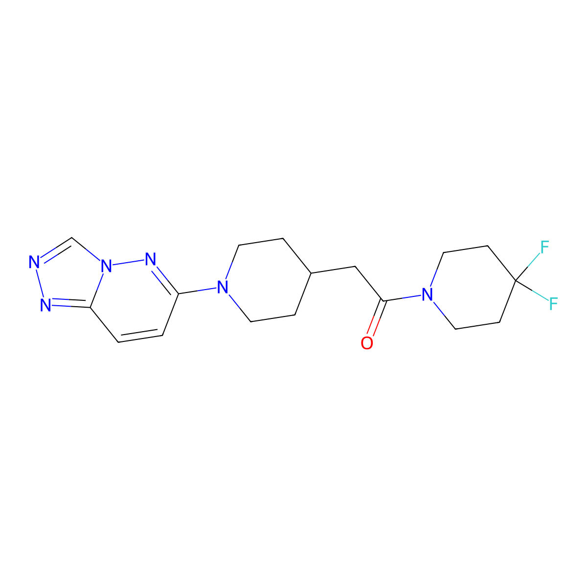 1-(4,4-Difluoropiperidin-1-yl)-2-(1-{[1,2,4]triazolo[4,3-b]pyridazin-6-yl}piperidin-4-yl)ethan-1-one molecular structure, CAS 3054565-39-5
