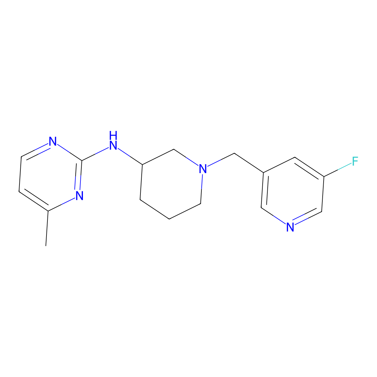 N-[1-[(5-fluoro-3-pyridinyl)methyl]piperidin-3-yl]-4-methylpyrimidin-2-amine molecular structure, CAS 3054565-47-5