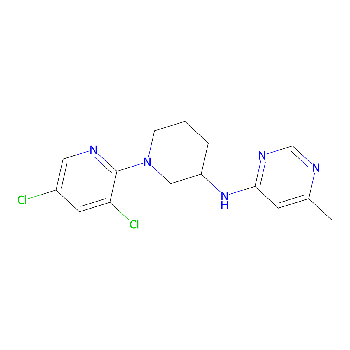 N-[1-(3,5-dichloropyridin-2-yl)piperidin-3-yl]-6-methylpyrimidin-4-amine molecular structure, CAS 3054565-50-0