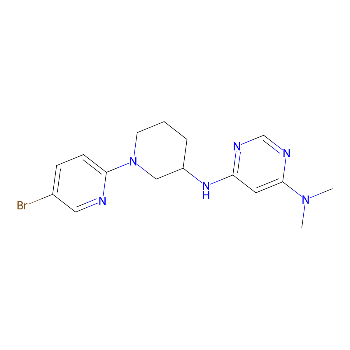 N6-[1-(5-bromopyridin-2-yl)piperidin-3-yl]-N4,N4-dimethylpyrimidine-4,6-diamine molecular structure, CAS 3054565-60-2