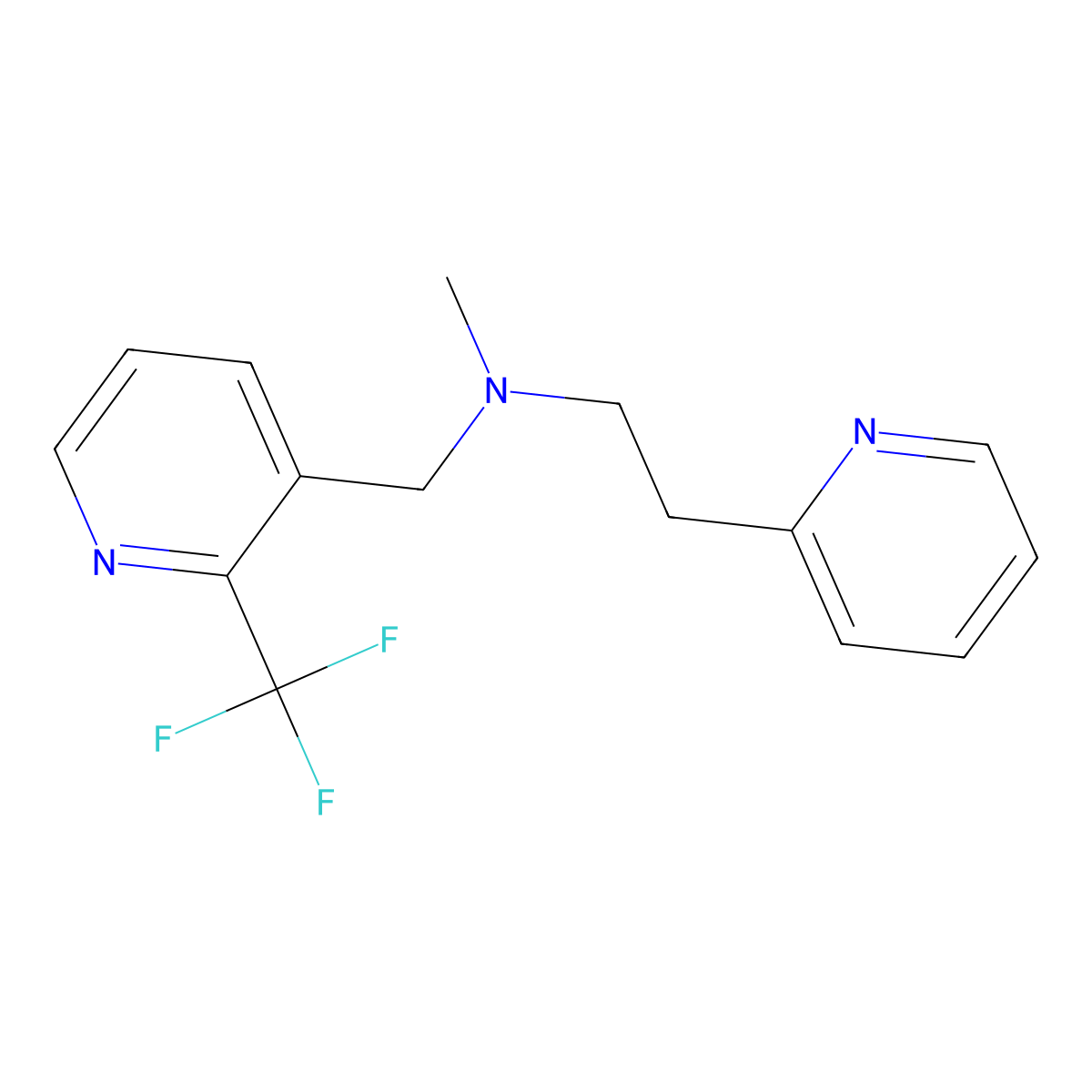 Methyl[2-(pyridin-2-yl)ethyl]{[2-(trifluoromethyl)pyridin-3-yl]methyl}amine molecular structure, CAS 3054565-65-7