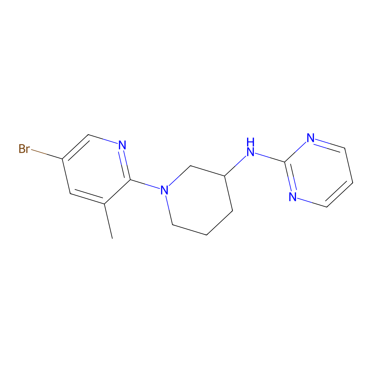 N-[1-(5-bromo-3-methyl-2-pyridinyl)piperidin-3-yl]pyrimidin-2-amine molecular structure, CAS 3054565-67-9