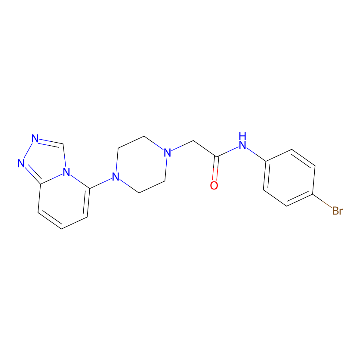 N-(4-bromophenyl)-2-(4-{[1,2,4]triazolo[4,3-a]pyridin-5-yl}piperazin-1-yl)acetamide molecular structure, CAS 3054565-68-0