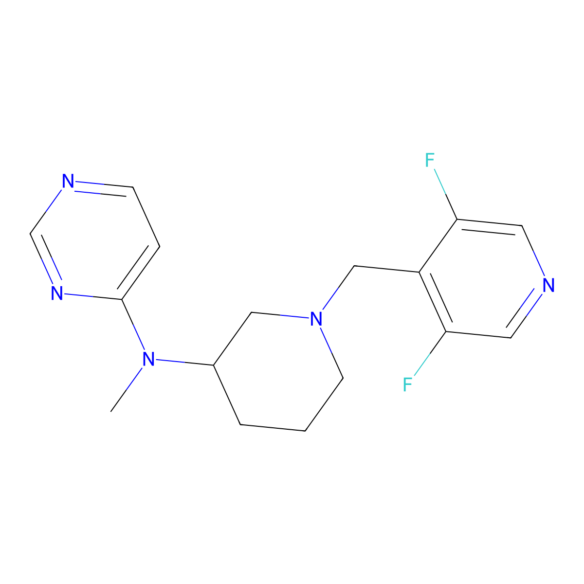 N-{1-[(3,5-difluoropyridin-4-yl)methyl]piperidin-3-yl}-N-methylpyrimidin-4-amine molecular structure, CAS 3054565-70-4