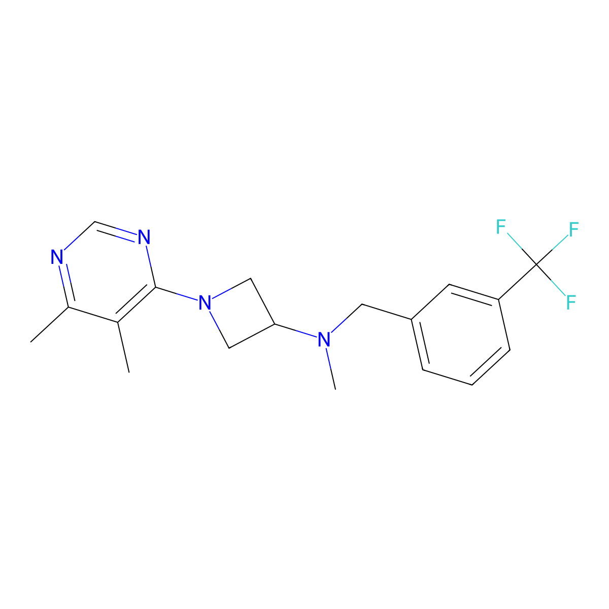 1-(5,6-dimethylpyrimidin-4-yl)-N-methyl-N-{[3-(trifluoromethyl)phenyl]methyl}azetidin-3-amine molecular structure, CAS 3054565-73-7