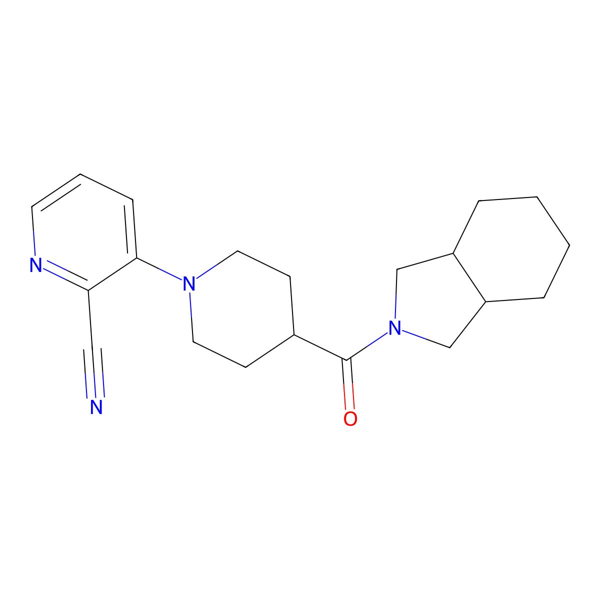 3-[4-(octahydro-1H-isoindole-2-carbonyl)piperidin-1-yl]pyridine-2-carbonitrile molecular structure, CAS 3054565-76-0