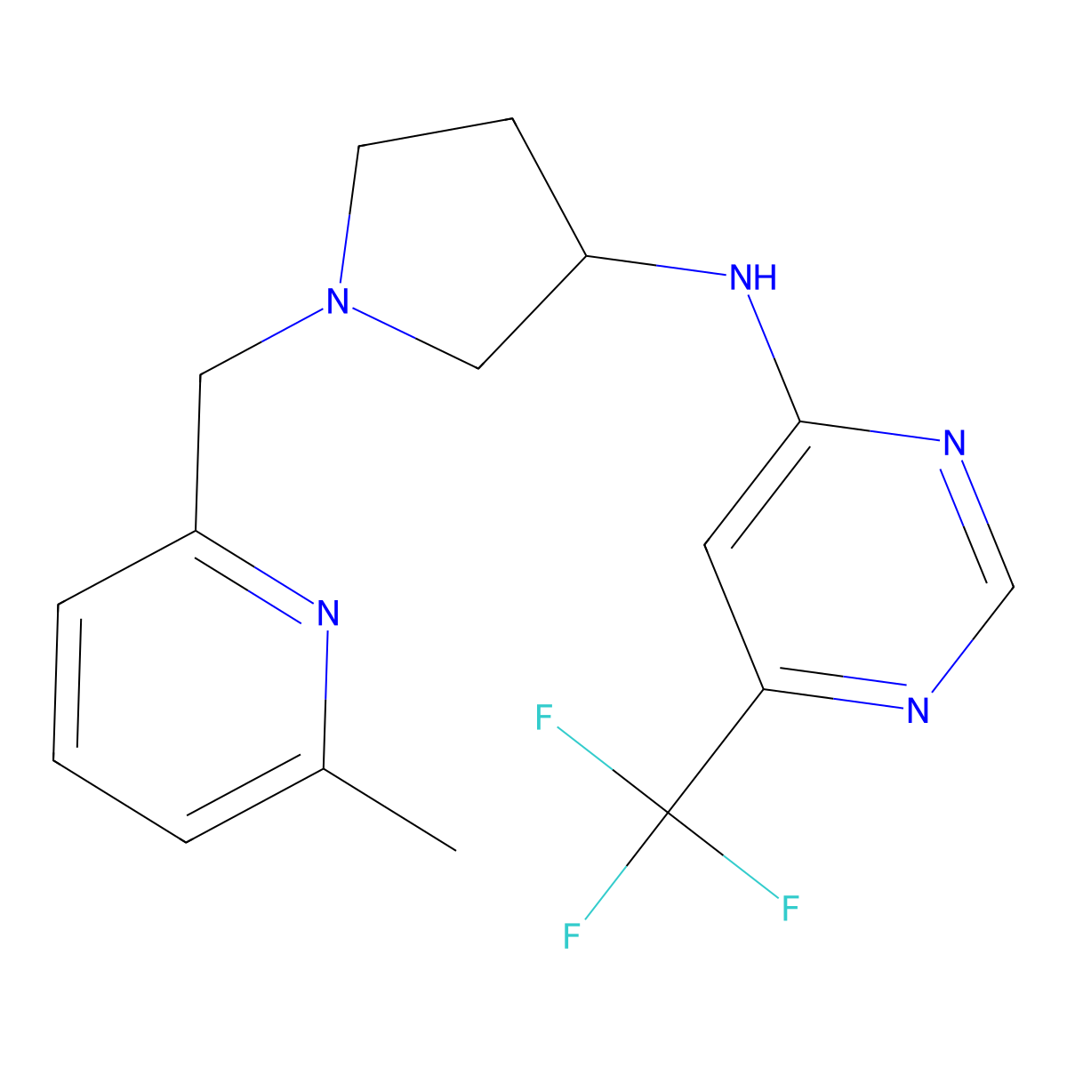 N-{1-[(6-methylpyridin-2-yl)methyl]pyrrolidin-3-yl}-6-(trifluoromethyl)pyrimidin-4-amine molecular structure, CAS 3054565-82-8