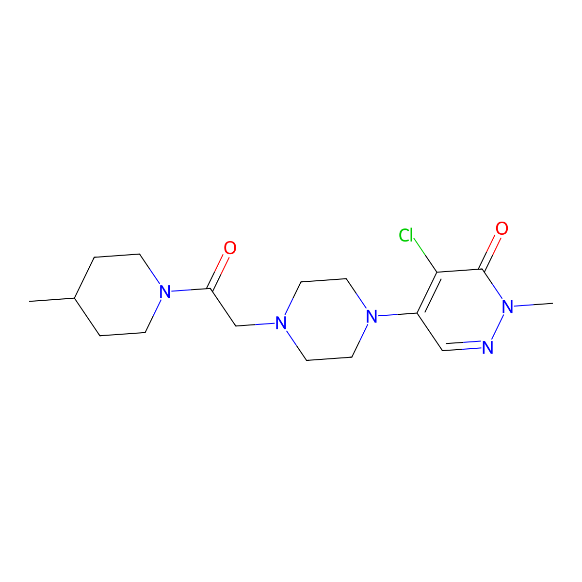 4-Chloro-2-methyl-5-[4-[2-(4-methylpiperidin-1-yl)-2-oxoethyl]piperazin-1-yl]pyridazin-3-one molecular structure, CAS 3054565-84-0