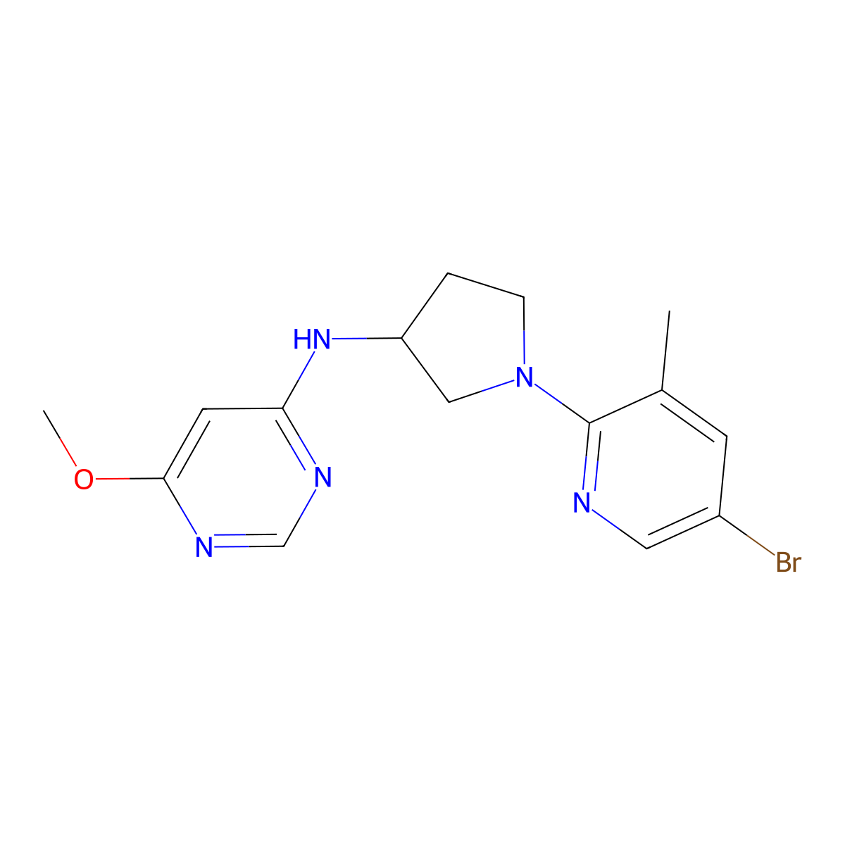 N-[1-(5-bromo-3-methylpyridin-2-yl)pyrrolidin-3-yl]-6-methoxypyrimidin-4-amine molecular structure, CAS 3054565-92-0