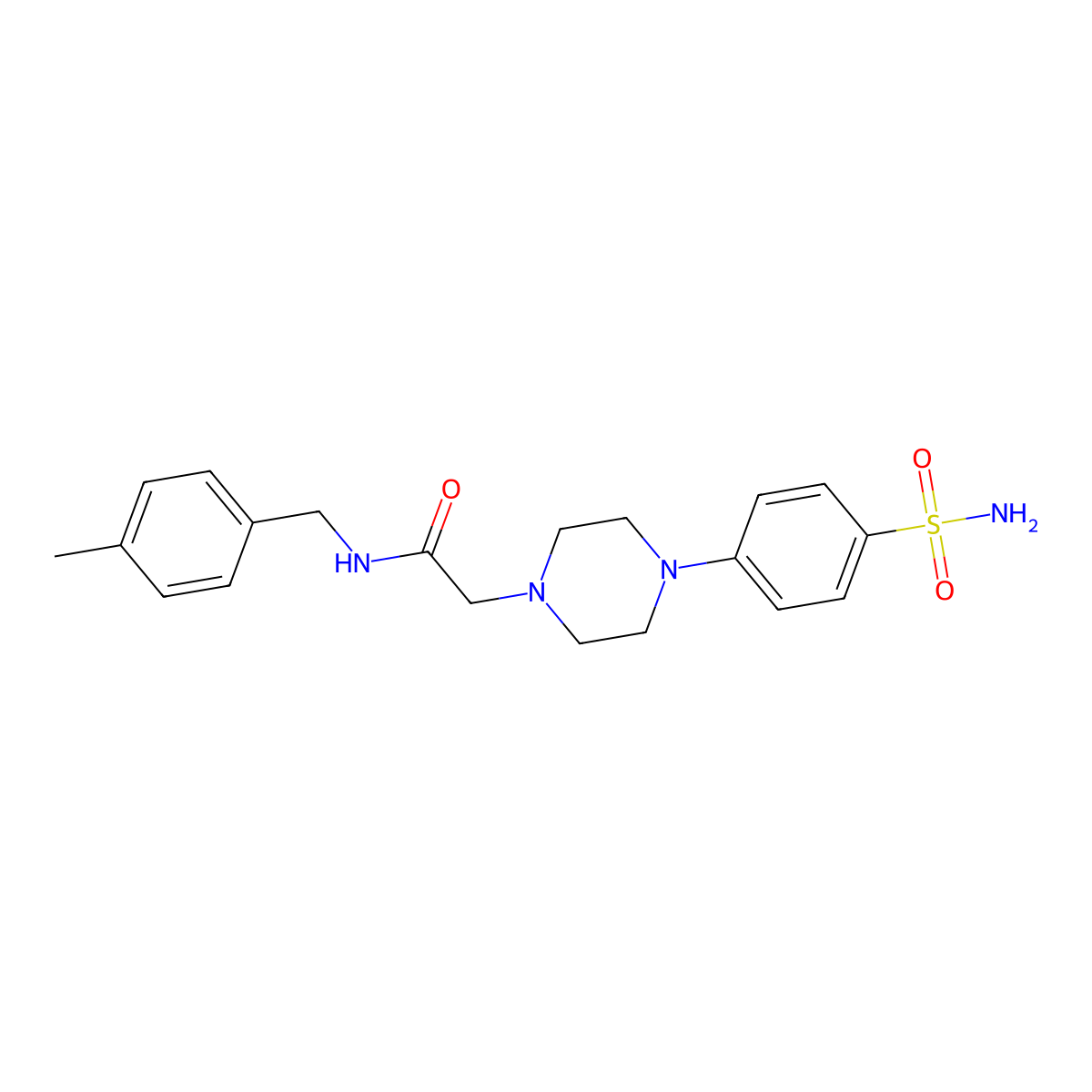 N-[(4-methylphenyl)methyl]-2-[4-(4-sulfamoylphenyl)piperazin-1-yl]acetamide molecular structure, CAS 3054566-00-3