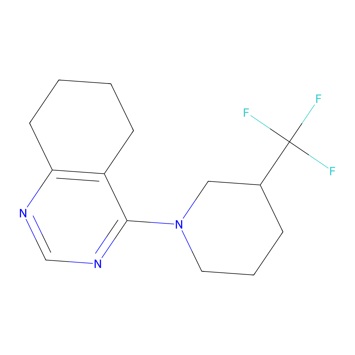 4-[3-(Trifluoromethyl)piperidin-1-yl]-5,6,7,8-tetrahydroquinazoline molecular structure, CAS 3054566-07-0