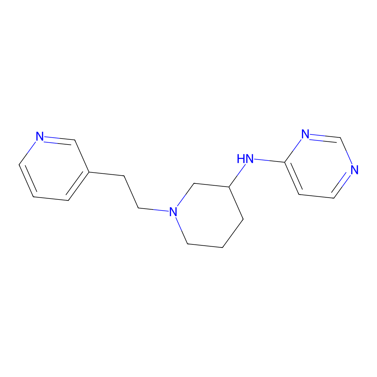 N-{1-[2-(pyridin-3-yl)ethyl]piperidin-3-yl}pyrimidin-4-amine molecular structure, CAS 3054566-14-9