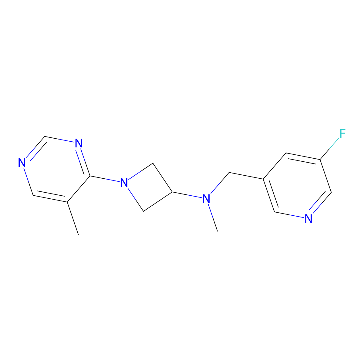 N-[(5-fluoropyridin-3-yl)methyl]-N-methyl-1-(5-methylpyrimidin-4-yl)azetidin-3-amine molecular structure, CAS 3054566-15-0