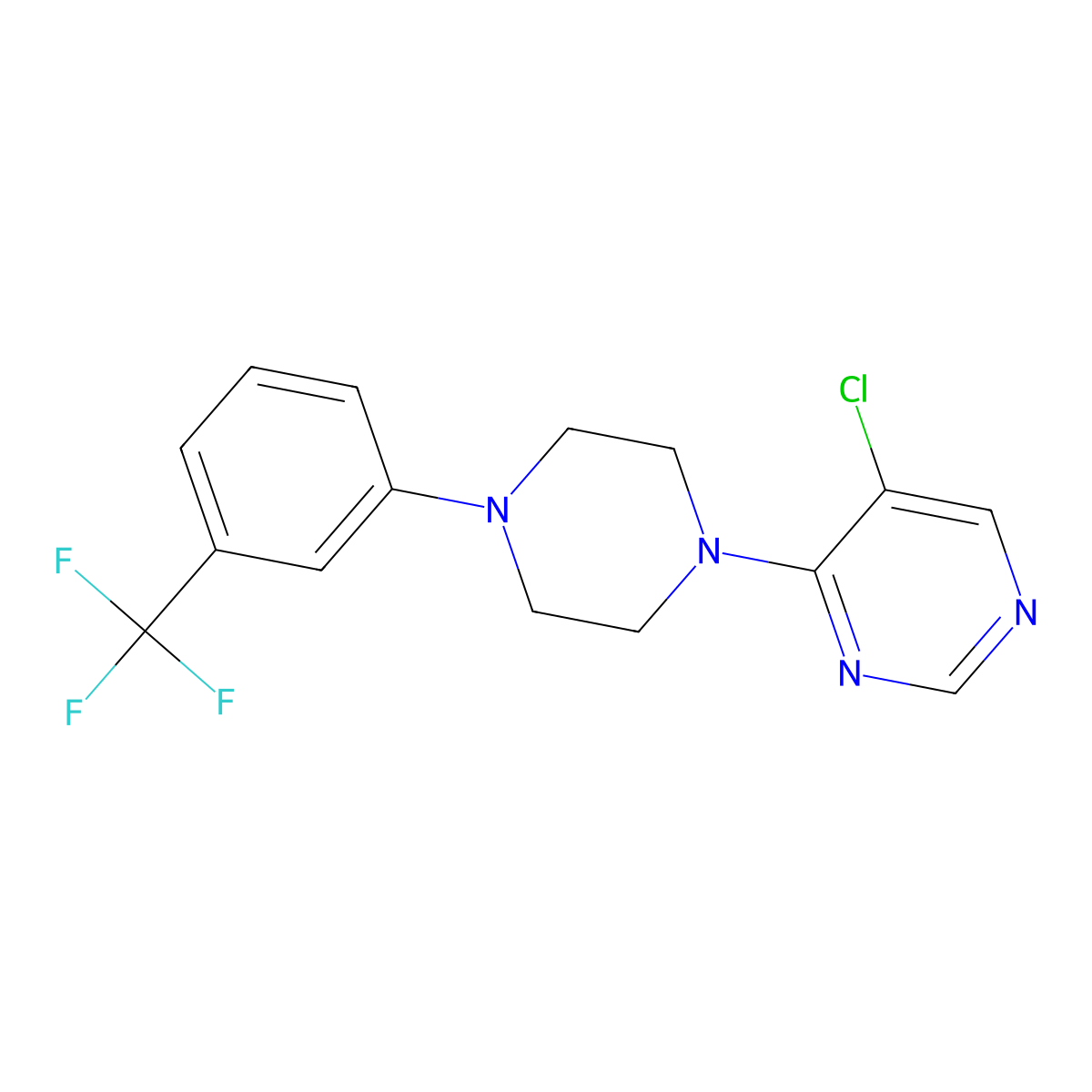 5-Chloro-4-{4-[3-(trifluoromethyl)phenyl]piperazin-1-yl}pyrimidine molecular structure, CAS 3054566-17-2