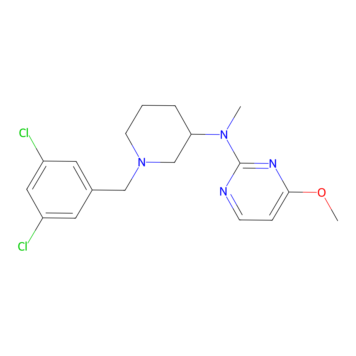 N-{1-[(3,5-dichlorophenyl)methyl]piperidin-3-yl}-4-methoxy-N-methylpyrimidin-2-amine molecular structure, CAS 3054566-18-3