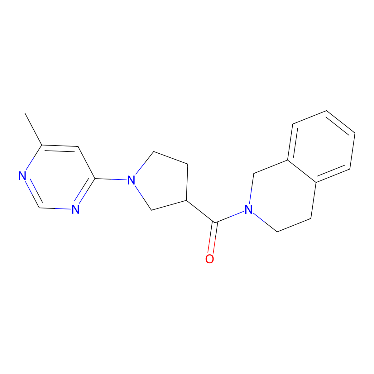 2-[1-(6-Methylpyrimidin-4-yl)pyrrolidine-3-carbonyl]-1,2,3,4-tetrahydroisoquinoline molecular structure, CAS 3054566-40-1