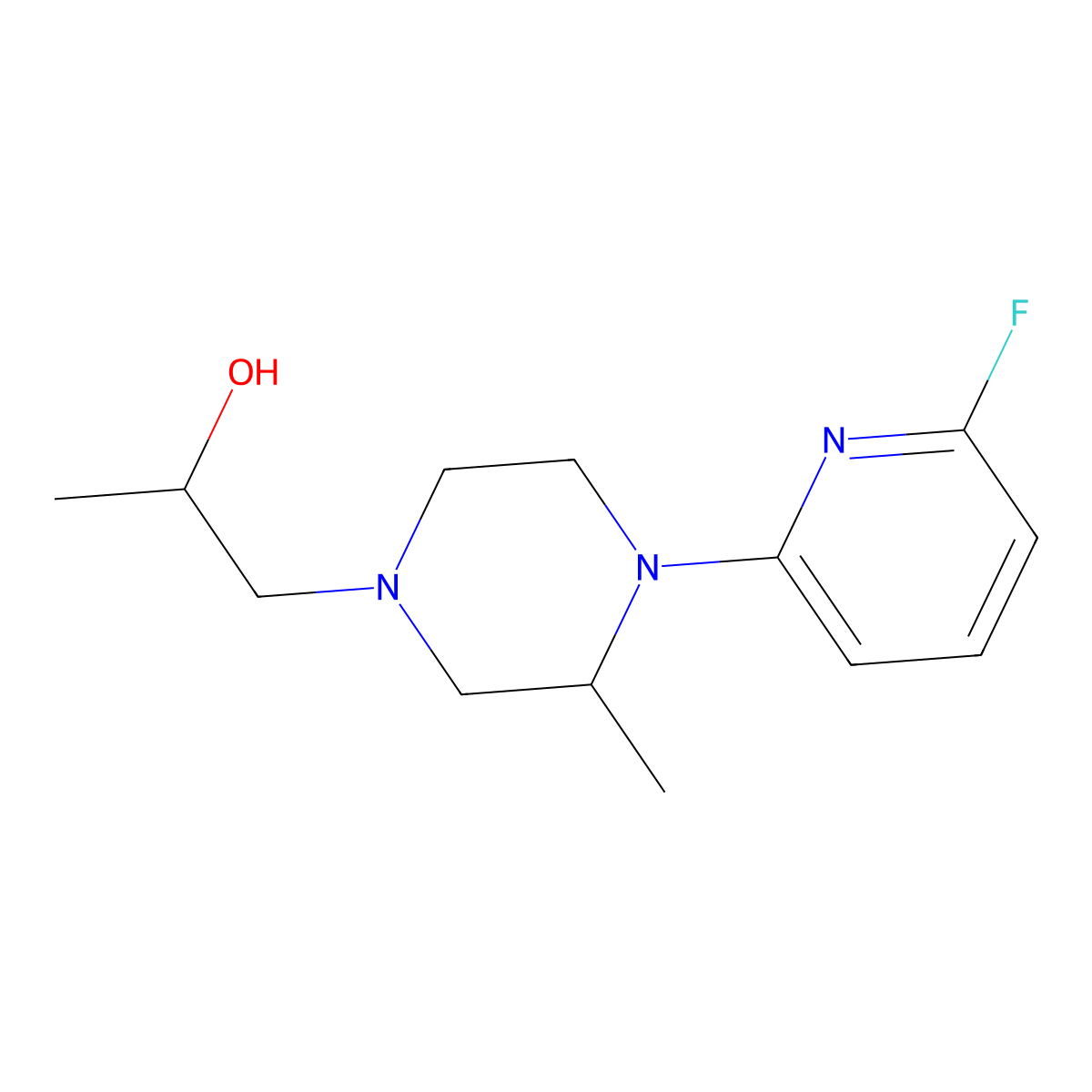 1-[4-(6-Fluoropyridin-2-yl)-3-methylpiperazin-1-yl]propan-2-ol molecular structure, CAS 3054566-41-2