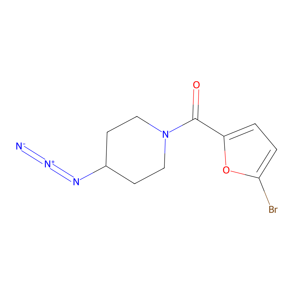 (4-Azidopiperidin-1-yl)-(5-bromofuran-2-yl)methanone molecular structure, CAS 3054566-50-3