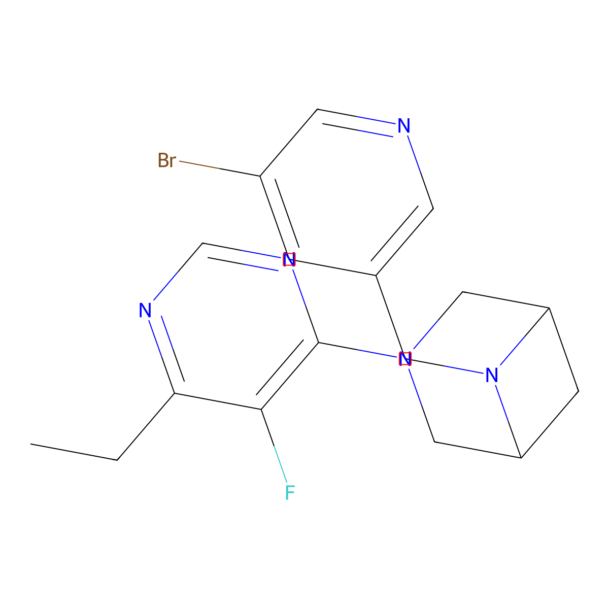 6-[(5-Bromopyridin-3-yl)methyl]-3-(6-ethyl-5-fluoropyrimidin-4-yl)-3,6-diazabicyclo[3.1.1]heptane molecular structure, CAS 3054566-52-5
