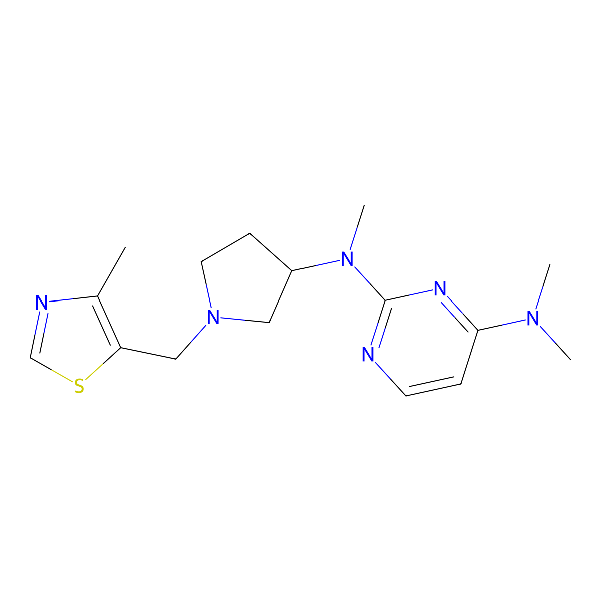 N2,N4,N4-trimethyl-N2-{1-[(4-methyl-1,3-thiazol-5-yl)methyl]pyrrolidin-3-yl}pyrimidine-2,4-diamine molecular structure, CAS 3054566-55-8