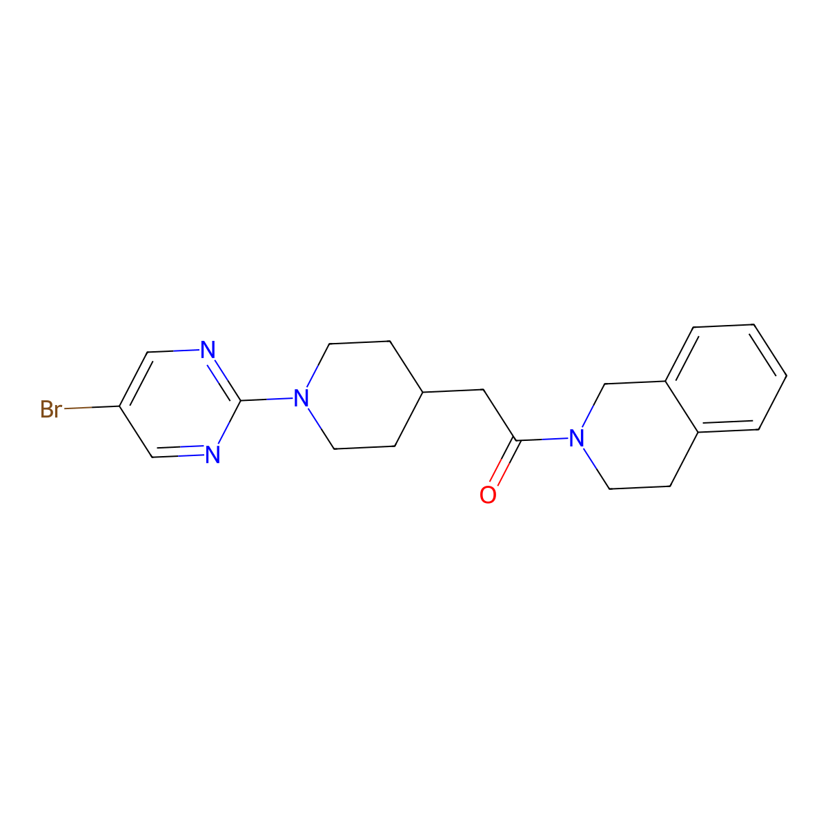 2-[1-(5-Bromopyrimidin-2-yl)piperidin-4-yl]-1-(1,2,3,4-tetrahydroisoquinolin-2-yl)ethan-1-one molecular structure, CAS 3054566-59-2
