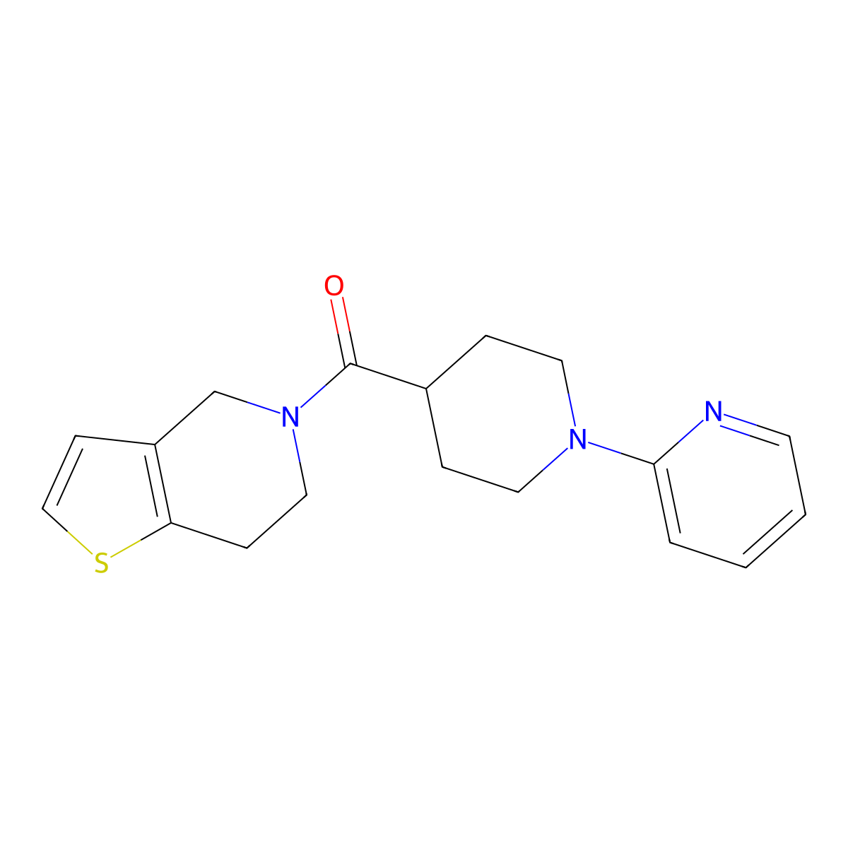 2-(4-{4H,5H,6H,7H-thieno[3,2-c]pyridine-5-carbonyl}piperidin-1-yl)pyridine molecular structure, CAS 3054566-66-1
