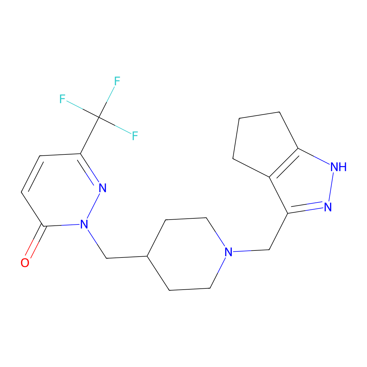 2-{[1-({1H,4H,5H,6H-cyclopenta[c]pyrazol-3-yl}methyl)piperidin-4-yl]methyl}-6-(trifluoromethyl)-2,3-dihydropyridazin-3-one molecular structure, CAS 3054566-68-3