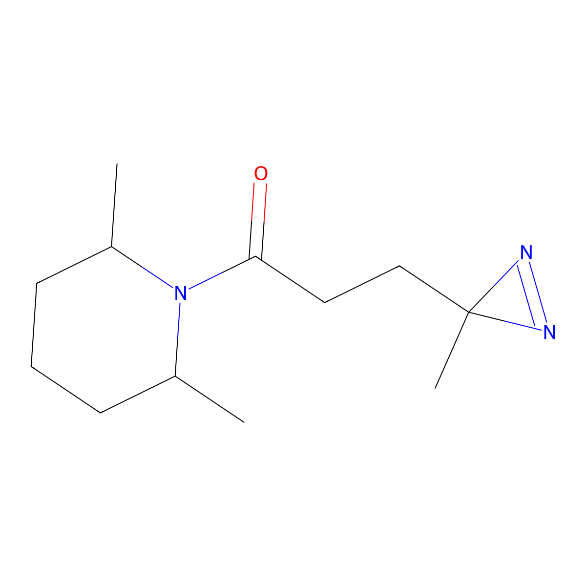 1-(2,6-dimethylpiperidin-1-yl)-3-(3-methyl-3H-diazirin-3-yl)propan-1-one molecular structure, CAS 3054566-70-7