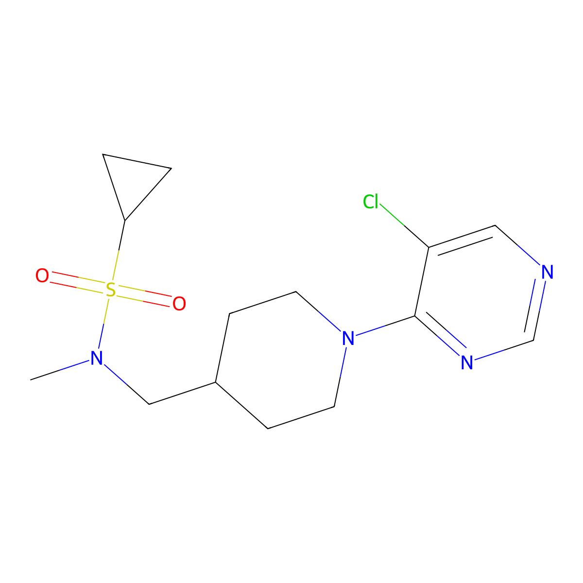 N-{[1-(5-chloropyrimidin-4-yl)piperidin-4-yl]methyl}-N-methylcyclopropanesulfonamide molecular structure, CAS 3054566-71-8