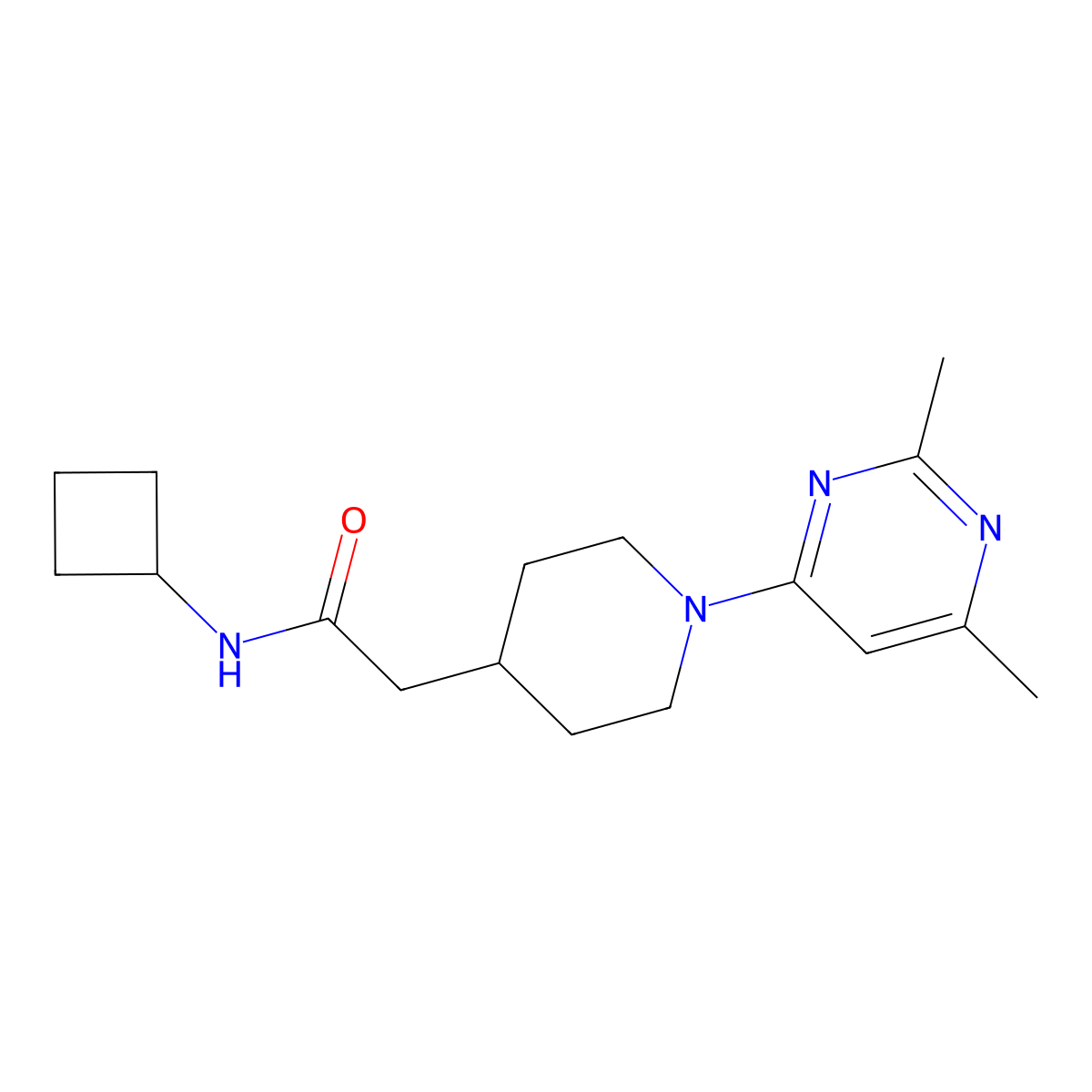 N-cyclobutyl-2-[1-(2,6-dimethylpyrimidin-4-yl)piperidin-4-yl]acetamide molecular structure, CAS 3054566-73-0