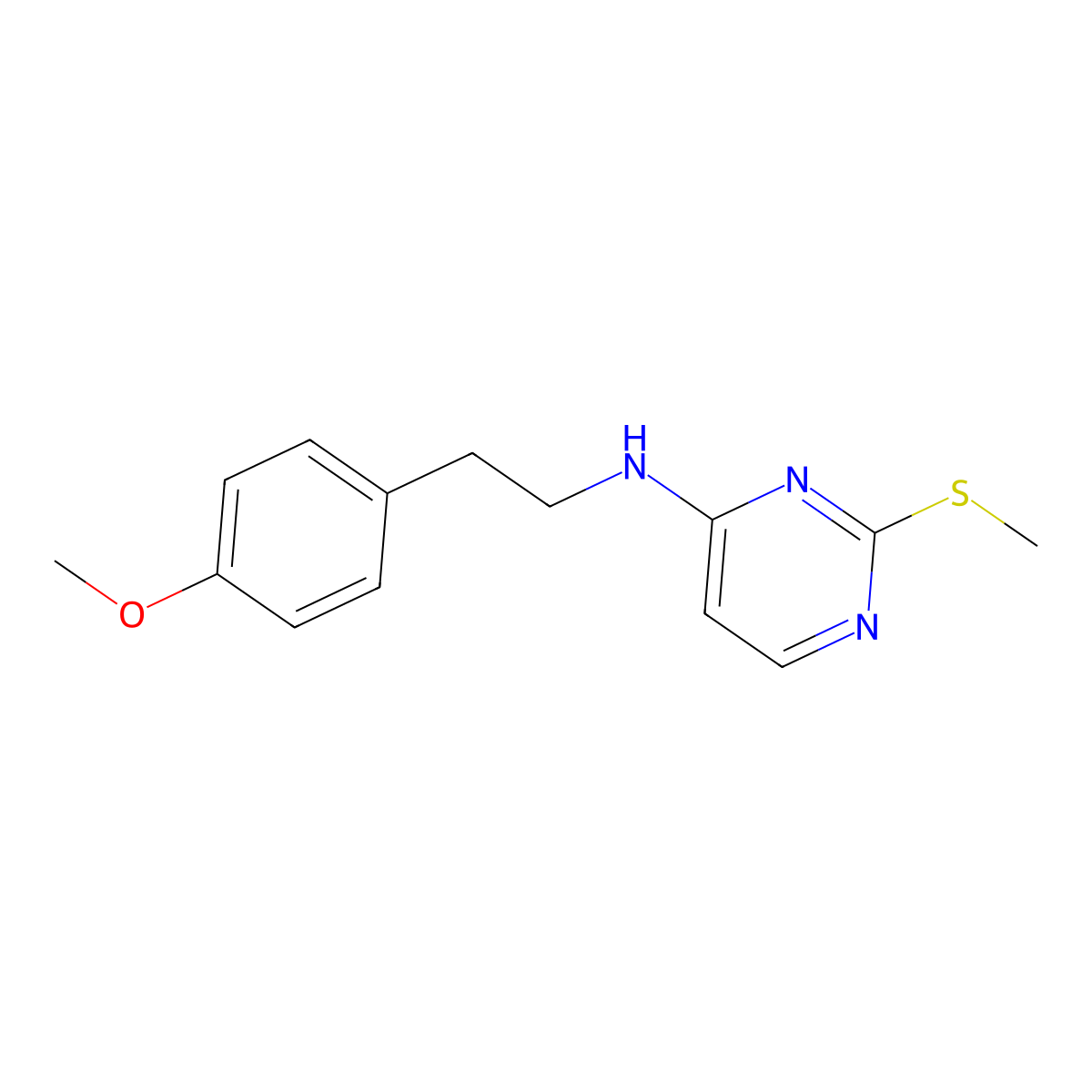 N-[2-(4-methoxyphenyl)ethyl]-2-(methylsulfanyl)pyrimidin-4-amine molecular structure, CAS 3054566-77-4