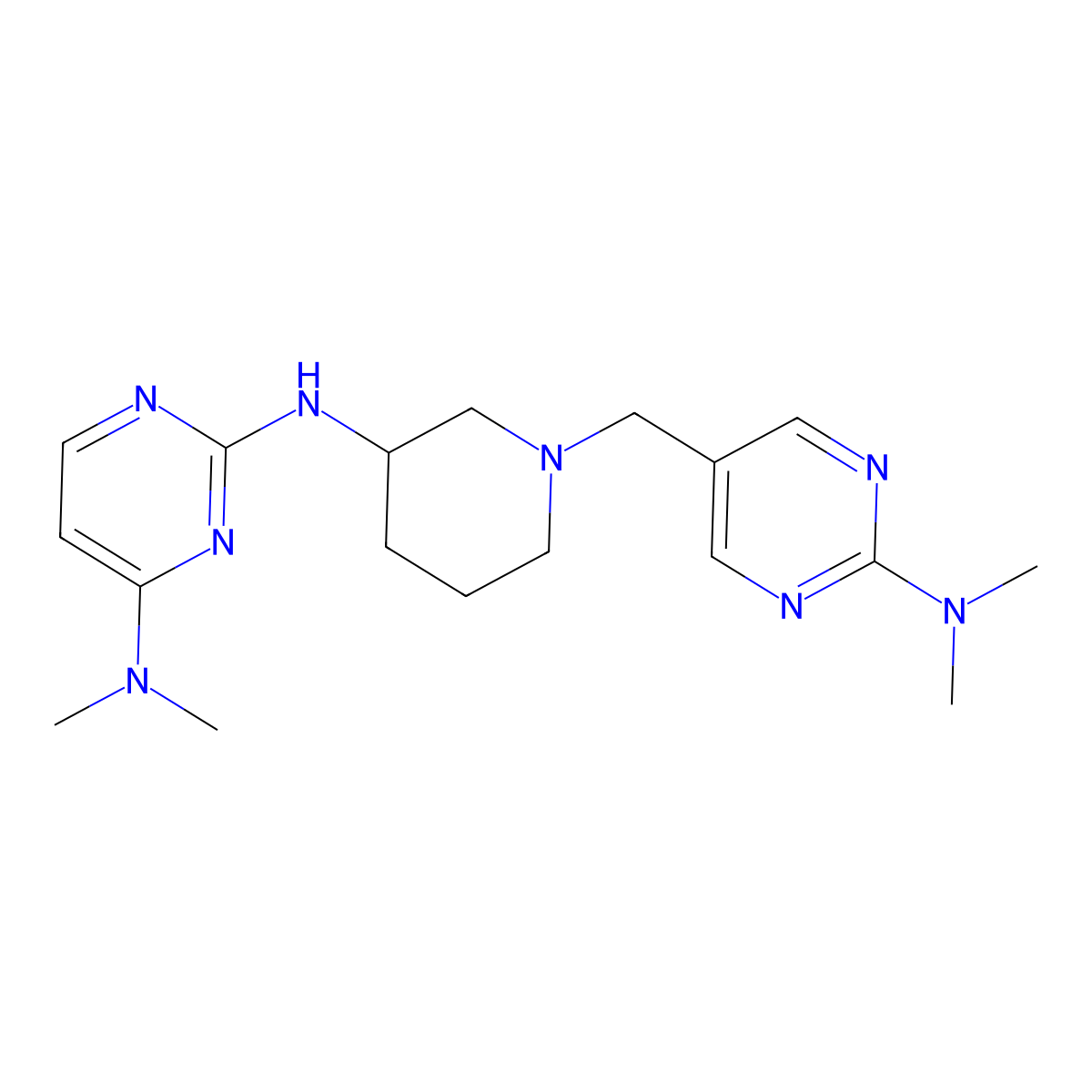 N2-(1-{[2-(dimethylamino)pyrimidin-5-yl]methyl}piperidin-3-yl)-N4,N4-dimethylpyrimidine-2,4-diamine molecular structure, CAS 3054566-78-5