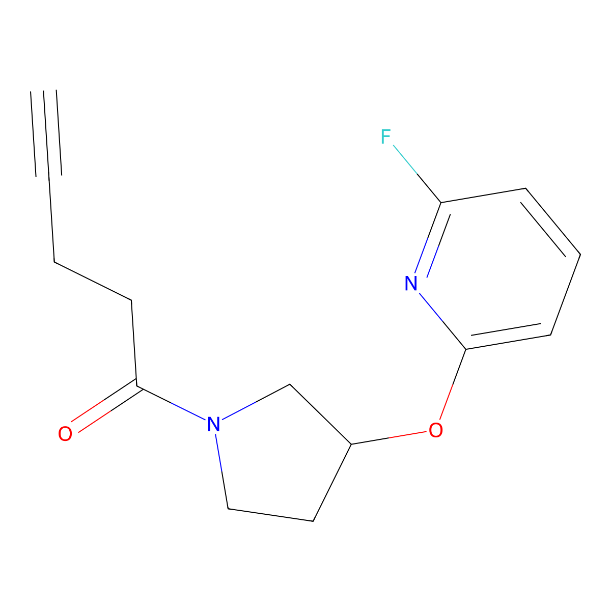 1-{3-[(6-Fluoropyridin-2-yl)oxy]pyrrolidin-1-yl}pent-4-yn-1-one molecular structure, CAS 3054566-80-9