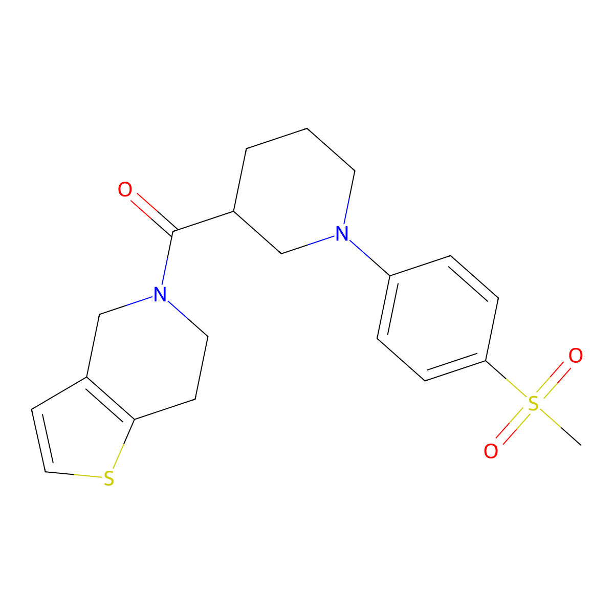 1-(4-methanesulfonylphenyl)-3-{4H,5H,6H,7H-thieno[3,2-c]pyridine-5-carbonyl}piperidine molecular structure, CAS 3054566-84-3