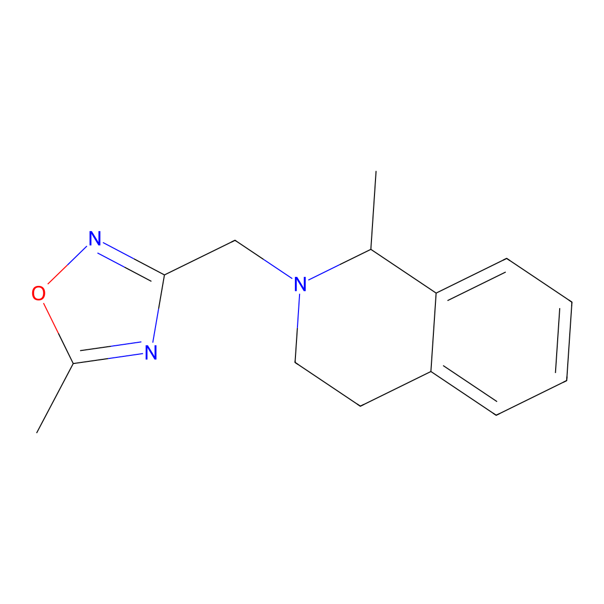 1-Methyl-2-[(5-methyl-1,2,4-oxadiazol-3-yl)methyl]-1,2,3,4-tetrahydroisoquinoline molecular structure, CAS 3054566-89-8
